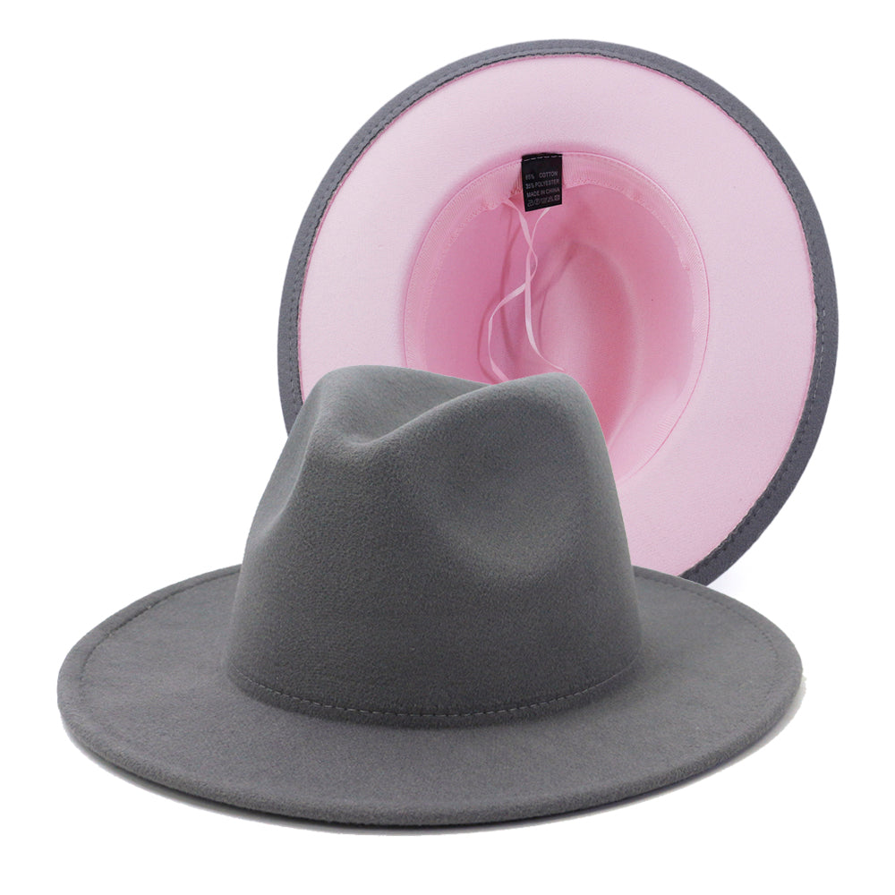 Fedora Hats Women Wholesale Felt Fedora Hats for Men Two Tone Hat Different Color Brim Fedora
