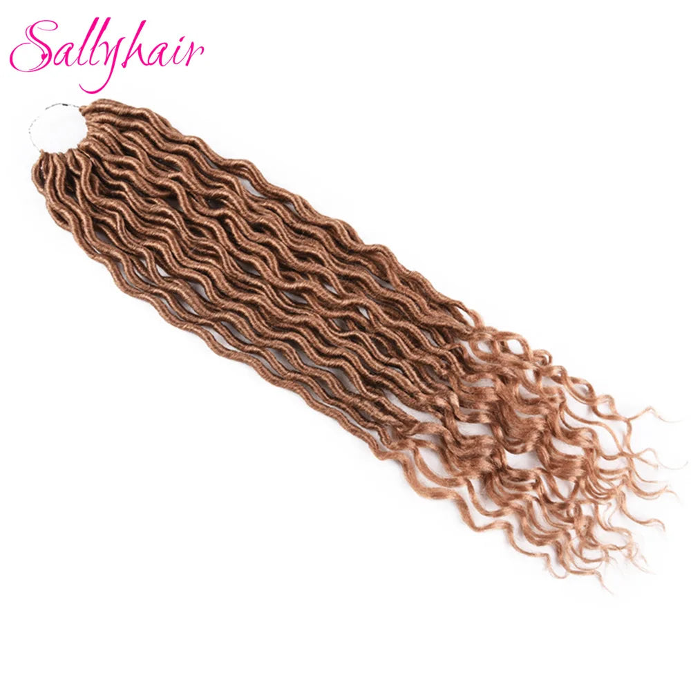 Sallyhair 24 Strands/Pack Faux Locs Curly Crochet Braids Hair Extension 20inch Synthetic Ombre Braiding Hair Purple Loose End