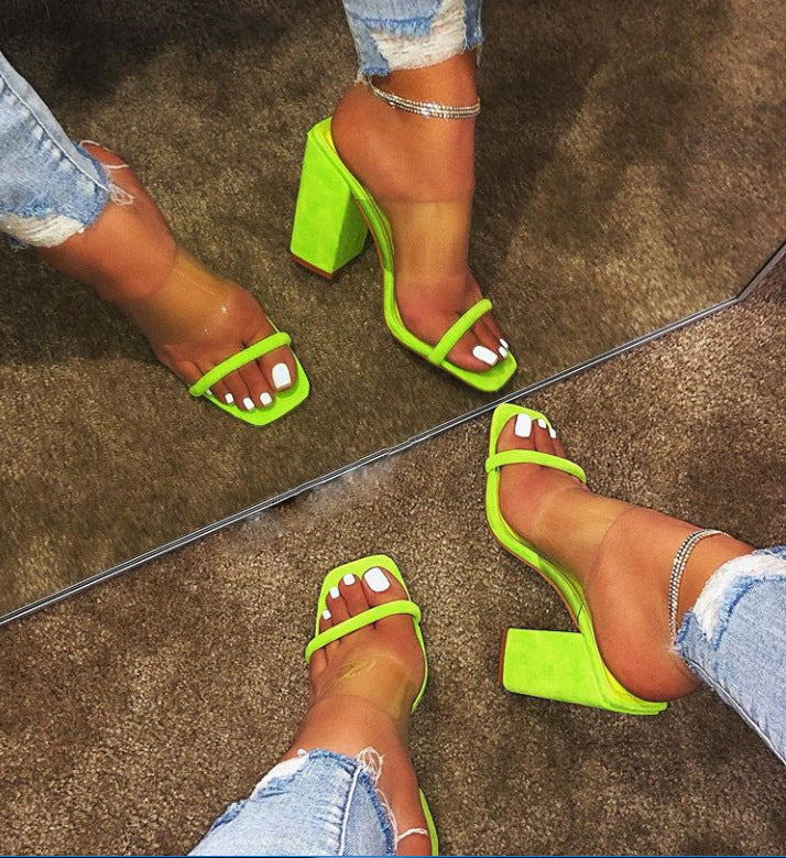 Serpentine Heels Shoes Transparent Fashion Open-Toe Women'S Sandals Wedge Heel
