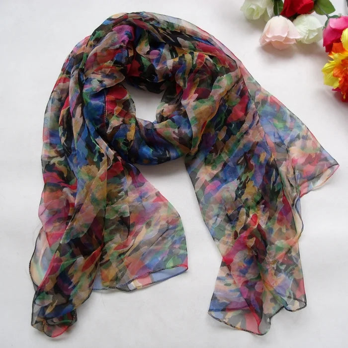 [BYSIFA] Ladies Silk Scarf Shawl New Long Scarves Fashion Brand Scarves Elegant Purple Blue Neck Scarf Beach Shawl Cover-Ups