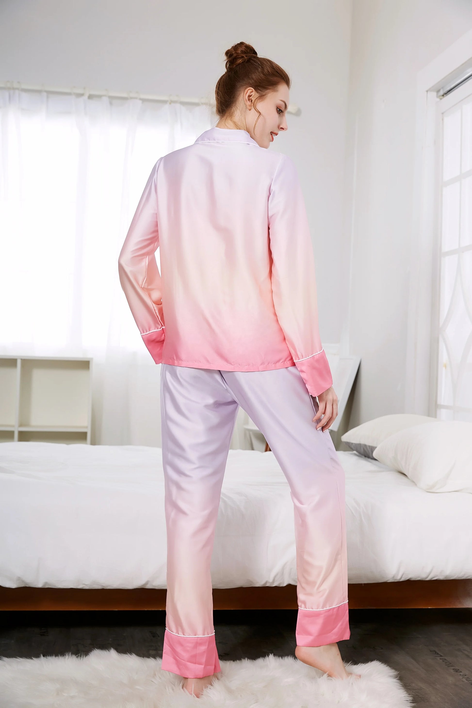 Sexy Silk Pajamas  2025 New Fashion Silky Pajama Set With Headband Pants Pajamas Set Women