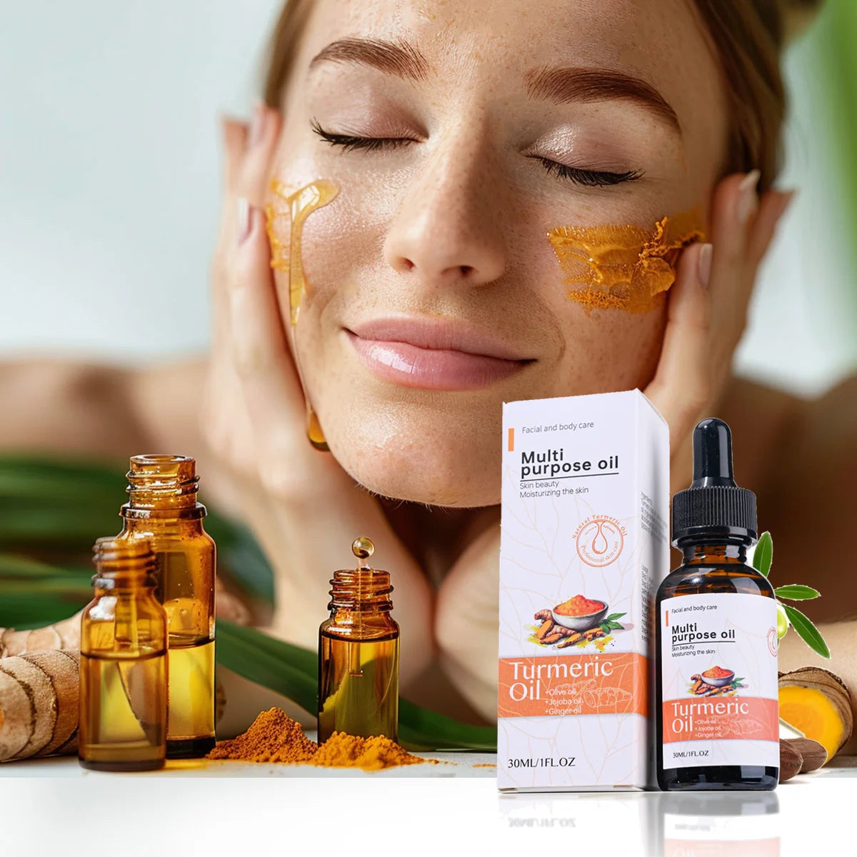 Private Label Turmeric Oil for Massage Glow Facial Serum Vitamin C Turmeric Face Oil Brightening Moisturizing Oil