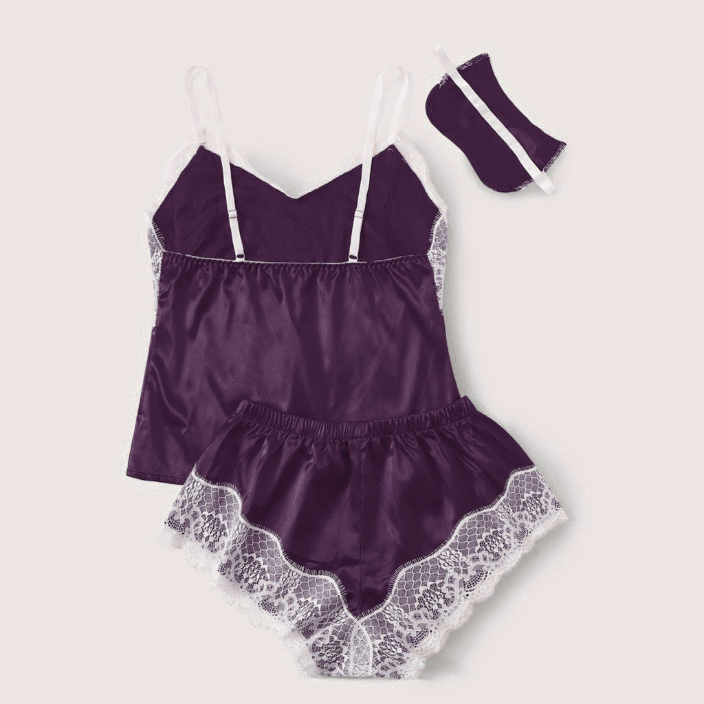 Womens Sets Sexy Lingerie Sleepwear Pajama  Satin Pajamas Cami Shorts Pajamas Set Nightwear