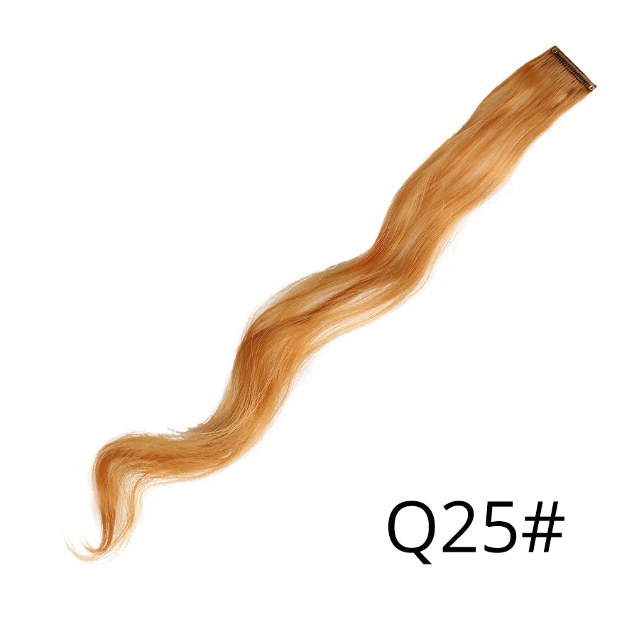 Party Hair Extensions Body Wave Ombre Hairpiece Synthetic Fiber Straight Strands Hair on Hairpins Rainbow Blend in Your Hair