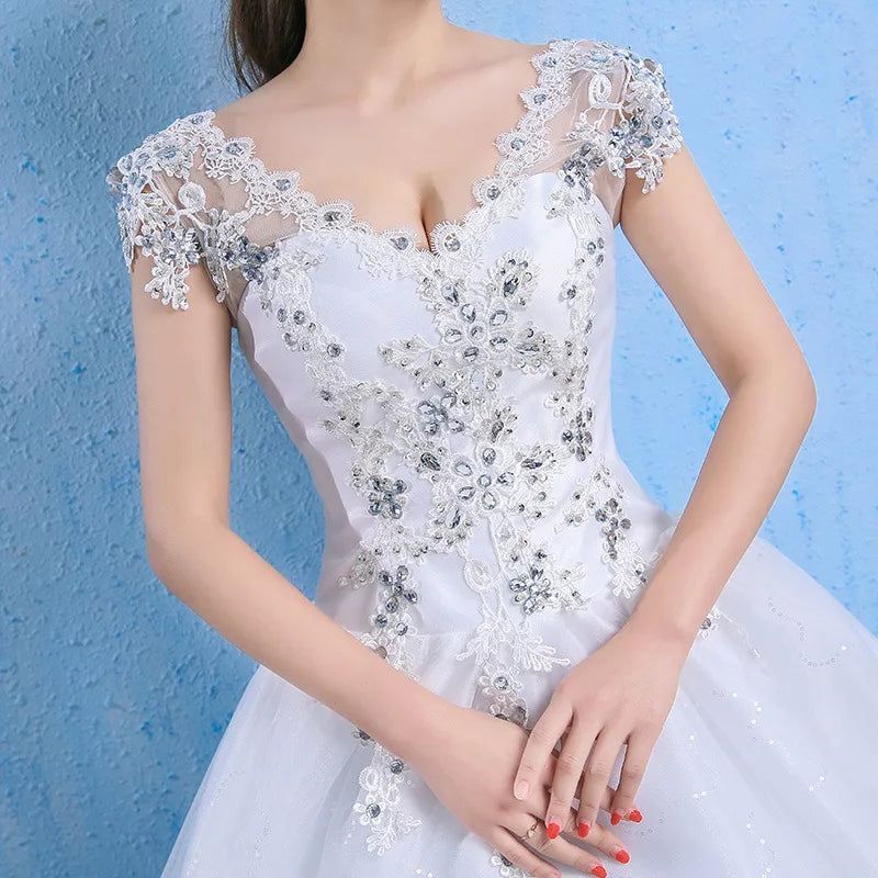 Gryffon Wedding Dress Sexy V-Neck Lace Embroidery Court Train Ball Gown Princess Wedding Dresses Vestido De Noiva Plus Size - My Store