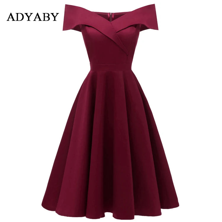 Women Fashion Birthday Wedding Dress Elegant Formal Banquet Ball Off Shoulder Evening Dresses High Low Red Party Dresses Vintage - My Store