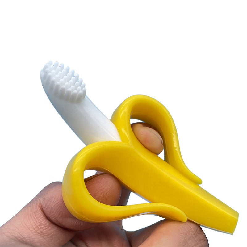 Wholesale Fruit Banana Baby Toothbrush Teether Toy for Kids Baby Teething Toy Silicone Baby Teether