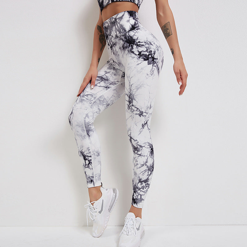 New Woman Tie Dye Seamless Sports Bra Yoga Leggings Pants Set 2 Piece for Lady Crop Top Pants Activewear 2 Pcs Set Girl 2021