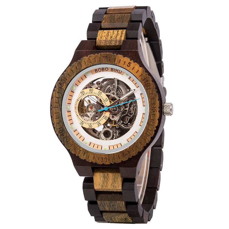 Mechanical Automatic Watches Fashion Luxury Wood Art Design Unique Design Material Traceability Watches Casual Waterproof Watch