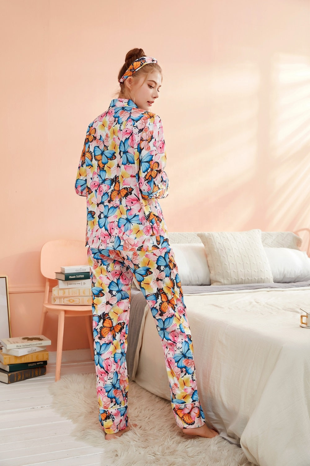 Cute Pajamas Set Ladies Headband Summer Silk Pajamas Set Girls Sleepwear Pajamas Girls Sleepwear