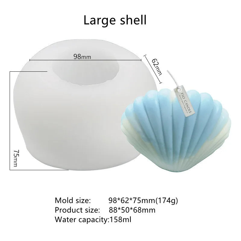 AO1008 DIY Ocean Series Seashell Scented Candle Silicone Mold Shell Candles Silicone Mold