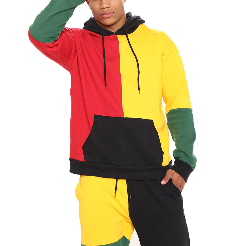 Men's Activewear Pullover Warm Tracksuit Color Block Sports Set Casual Sweat Suit
