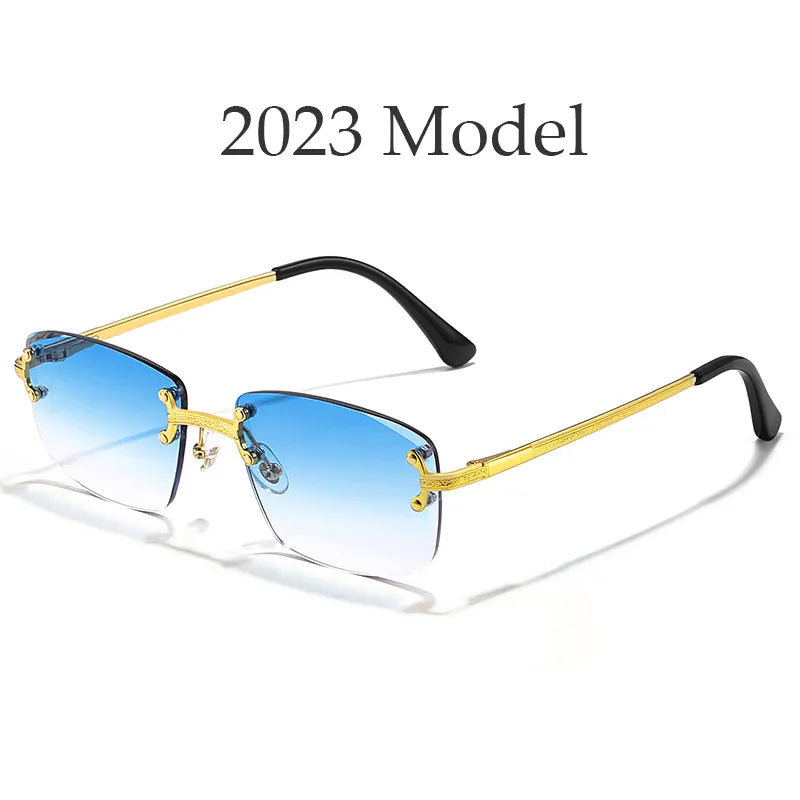 HBK 2022 Fashion Rimless Glasses Frames Luxury Frameless Sun Glasses Sunglass Woman 2021 Rimless Sunglasses Mens