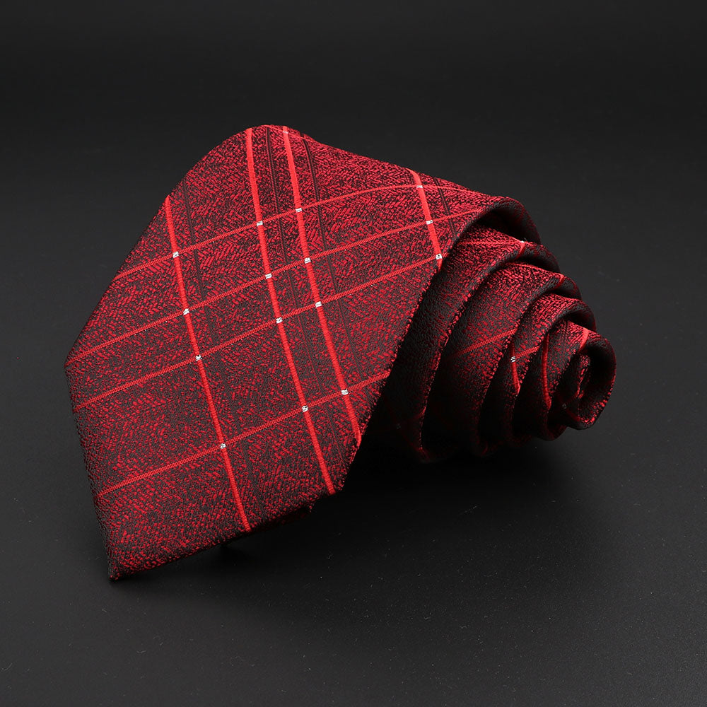 Men's Fashion Neckties Classic Stripe Red Navy Blue Business Formal Wedding Ties Jacquard Woven Solid Tie Polka Dots Neck Ties