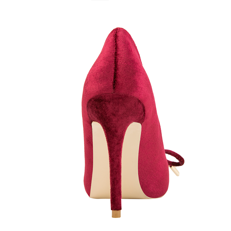Velvet Slim Heel With Purely Pointed Toe Bowhigh Heels