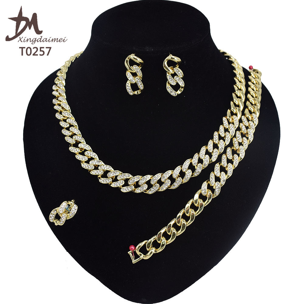 T0245 High Quality 14K Gold Plating Jewelry Women Jewelry Set 14k Gold Plating Diamond XOXO Jewelry Set