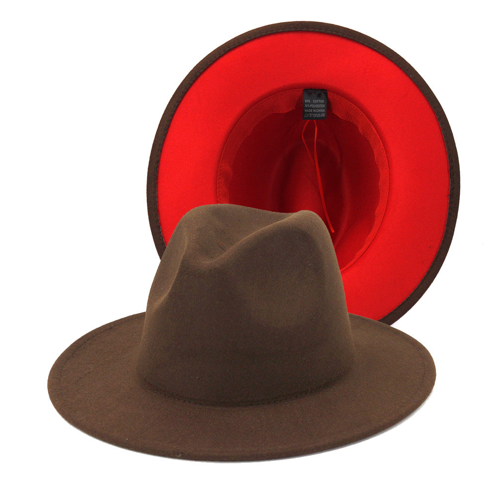 Fedora Hats Women Wholesale Felt Fedora Hats for Men Two Tone Hat Different Color Brim Fedora