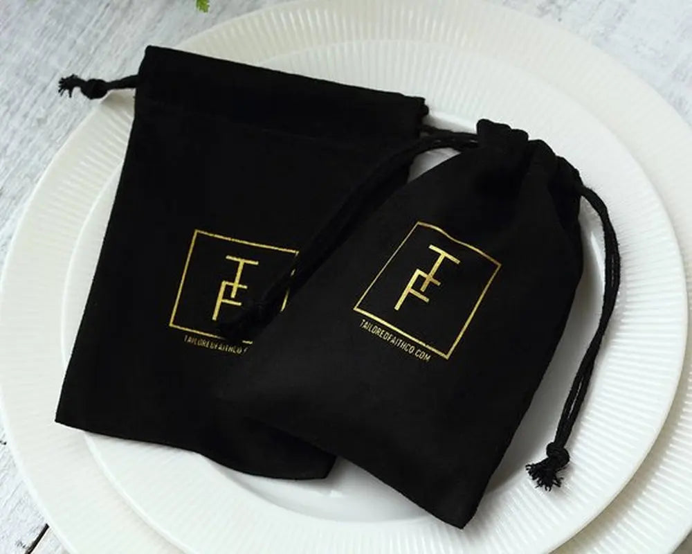 100 Black Flannel Jewellry Gift Bags Personalized Logo Velvet Jewelry Packaging Drawstring Pouches for Wedding Party Decoration