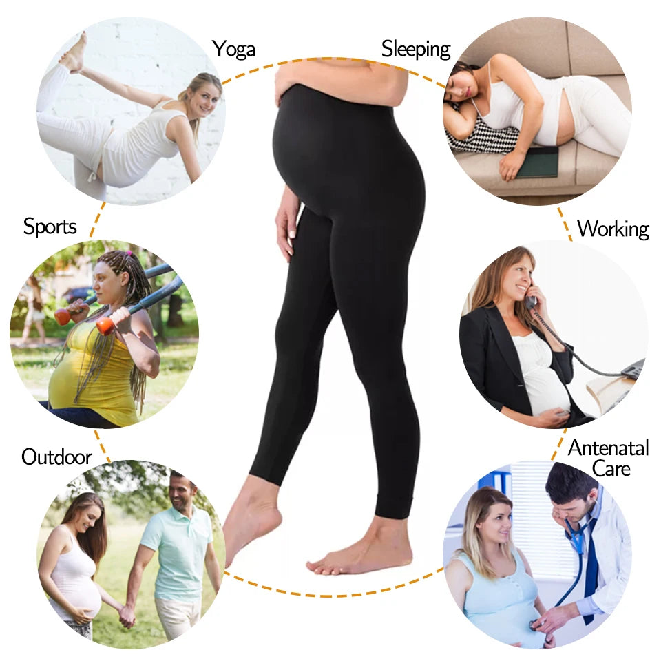 High Waist Pregnancy Leggings Skinny Maternity Clothes for Pregnant Women Belly Support Knitted Leggins Body Shaper Trousers