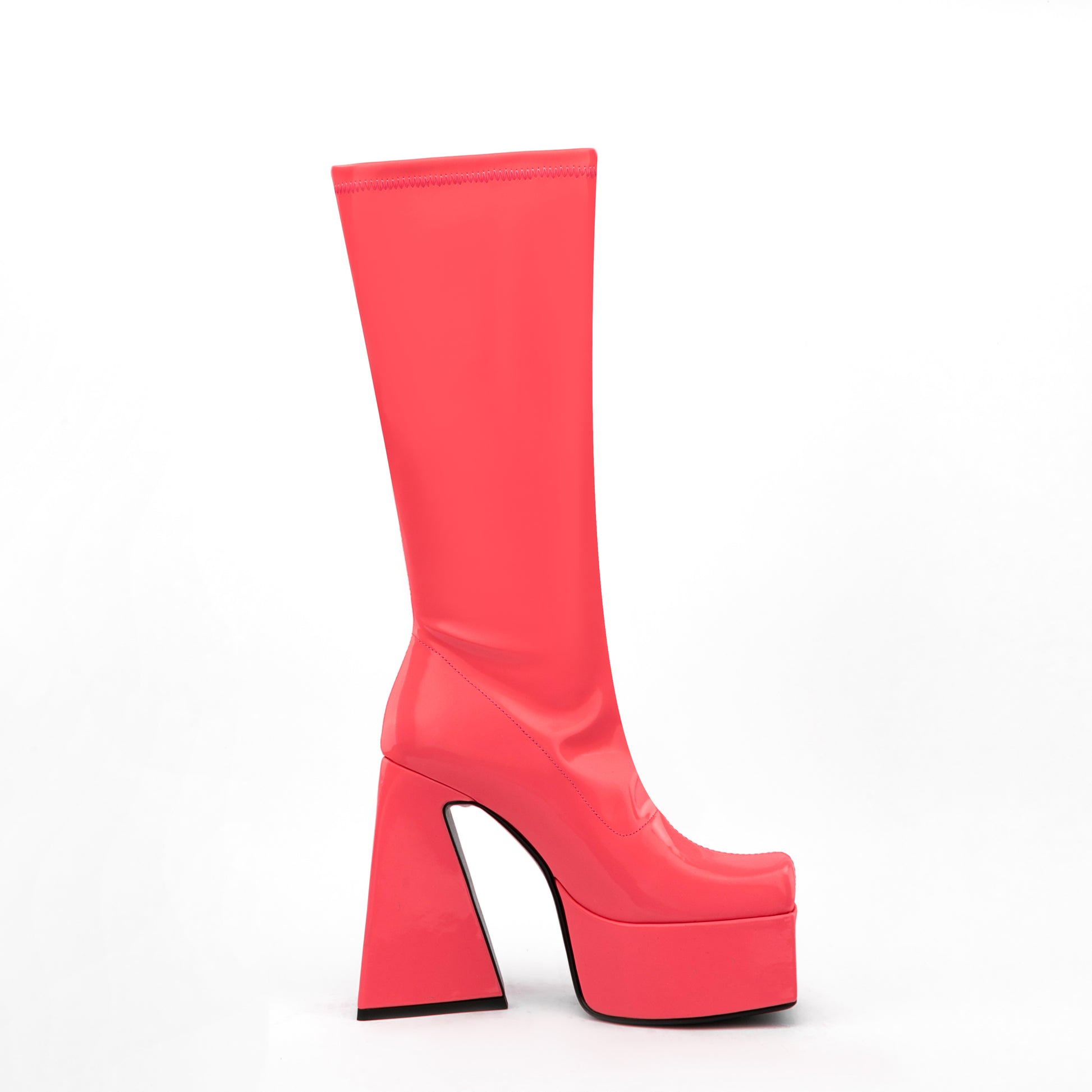 Women Boots High Heels Chunky Platform Big Size 45 Spring Autumn Winter Knee High Boots Zipper Martin Boot Party Shoes