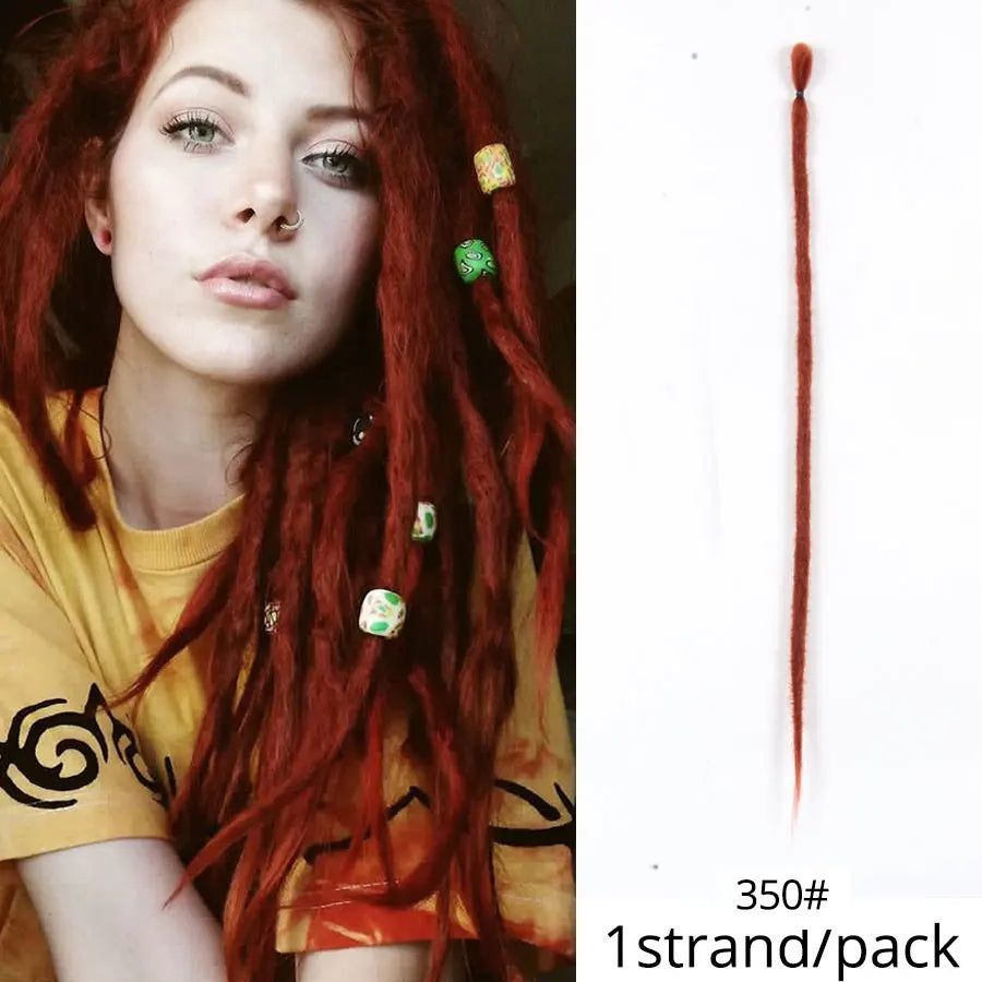 Leeons Synthetic Hair Handmade Dreadlocks Hair Extensions Crochet Hair Black Brown 1 Strands Dreadlock for Women and Men 20 Inch
