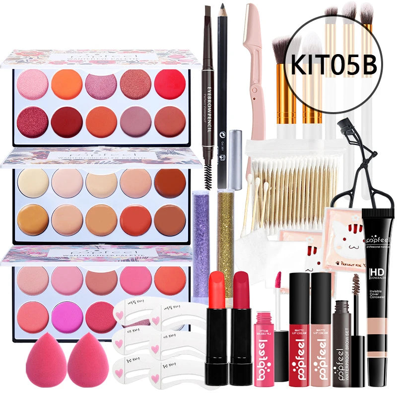 20 Styles Makeup Set Eyeshadow Lipstick Eyebrow Pencil Lip Gloss Makeup Brush Powder Nail Polish With Makeup Bag Cosmetics Kit - My Store