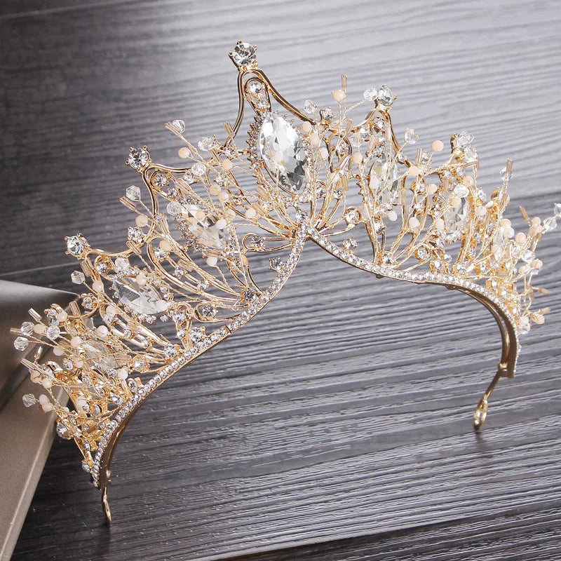 Baroque Vintage Costume Bridal Jewelry Sets Rhinestone Crystal Tiaras Crown Earrings Necklace Wedding Bride Luxury Jewelry Set