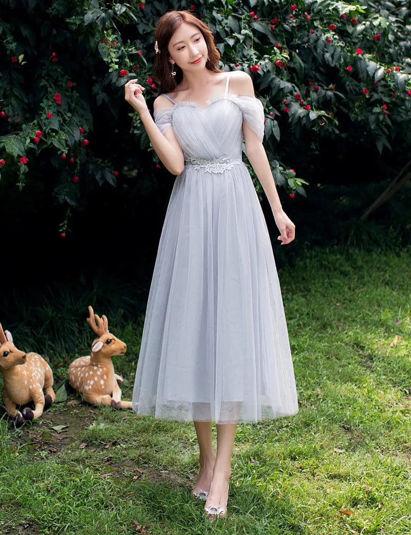 2022 Fashion Wedding Elegant Ruffles Lace Dress Formal Evening Party Dress Spaghetti Strap Long Bridesmaid Dresses - My Store
