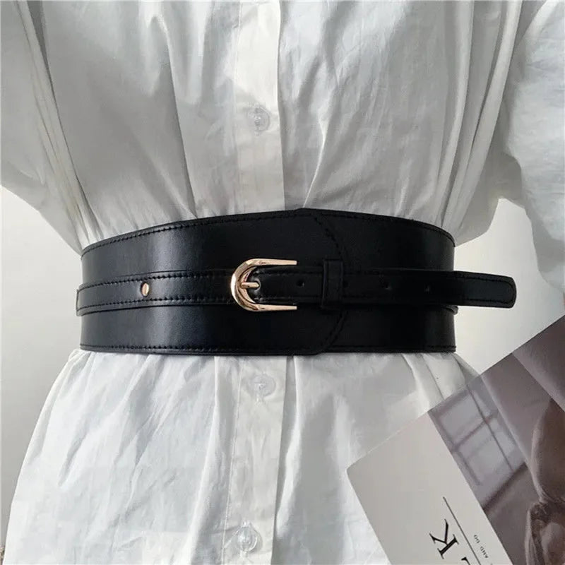 65 Style New Korean Windbreaker Elastic Wide Women Waistband a Variety Alloy Buckle Retro Belt All-Match Dress Women Accessory