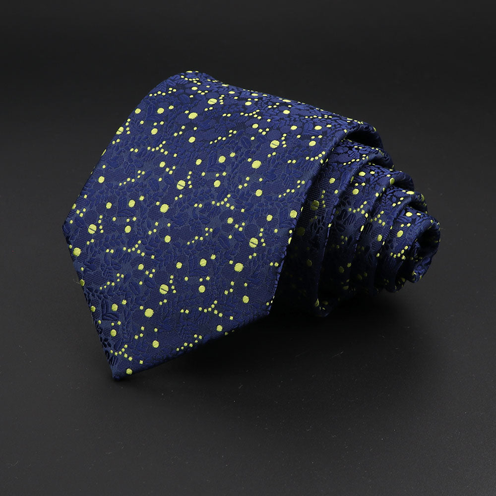 Men's Fashion Neckties Classic Stripe Red Navy Blue Business Formal Wedding Ties Jacquard Woven Solid Tie Polka Dots Neck Ties