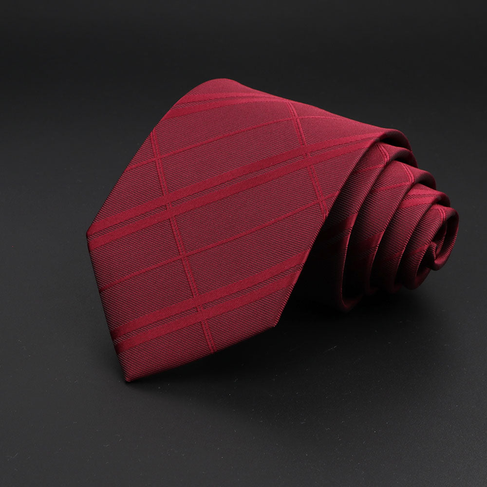 Men's Fashion Neckties Classic Stripe Red Navy Blue Business Formal Wedding Ties Jacquard Woven Solid Tie Polka Dots Neck Ties