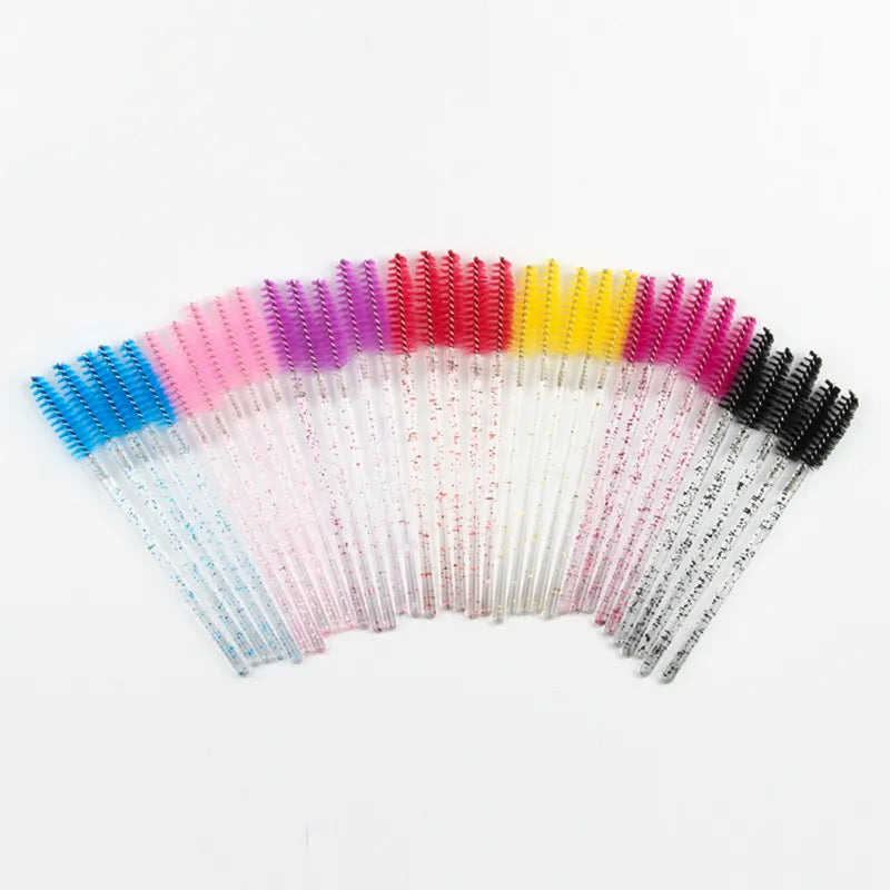 SHIDISAHNGPIN New Disposable 5/50Pcs Crystal Eyelash Makeup Brush Diamond Handle Mascara Wands Eyelash Extension Makeup Tool - My Store