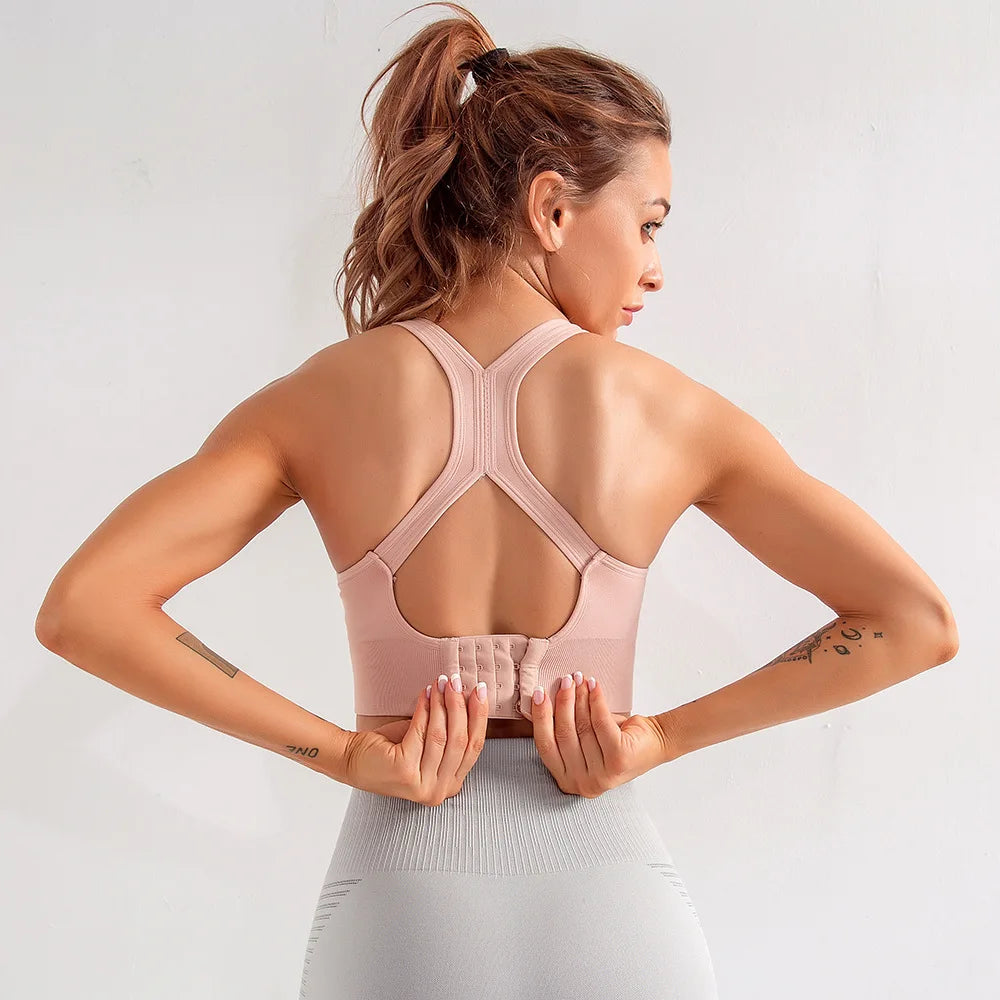 2020 New Top Running Women's High Impact Activewear Racerback Sports Bras Padded Seamless Support Yoga Workout Fitness