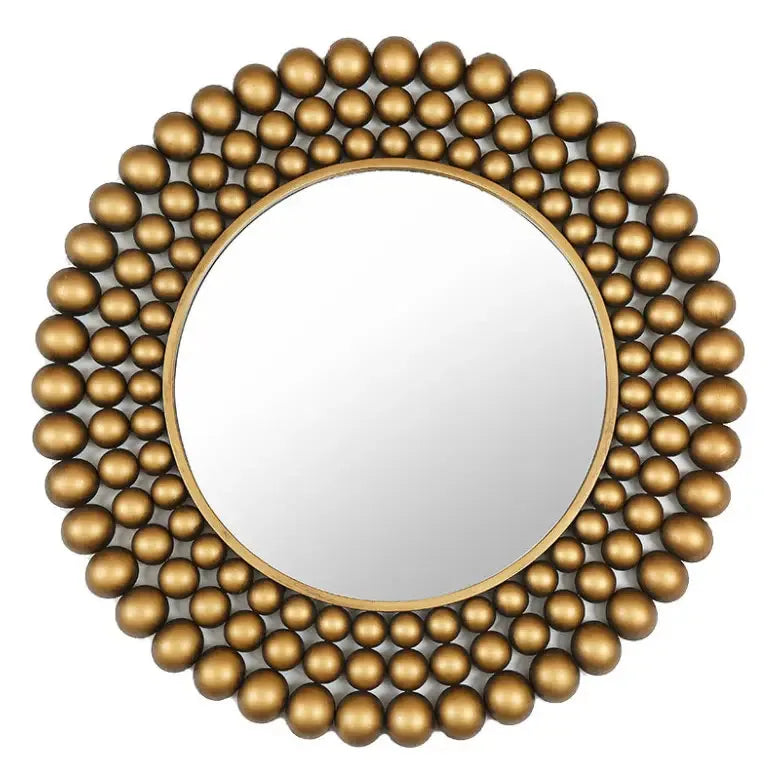 70*70cm Round Iron Design Vintage Decorative Wall Decor Mirror for Living Dining Room Bathroom Round Beads Edge Mirrors