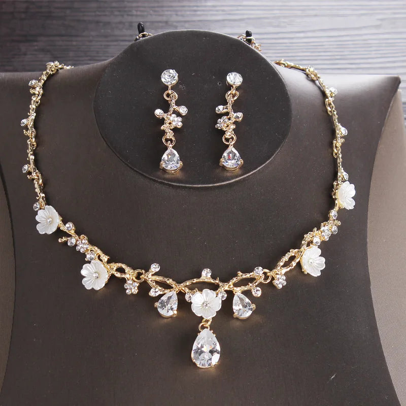 Baroque Vintage Costume Bridal Jewelry Sets Rhinestone Crystal Tiaras Crown Earrings Necklace Wedding Bride Luxury Jewelry Set