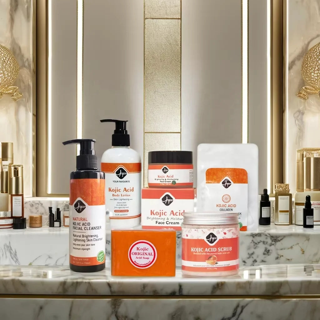 Mc06 Private Label Skin Care SET Rejuvinating FACE CREAM KOJIC Lotion Lightening Body Scrub  KOJIC AICD  Whitening Skin Care Set