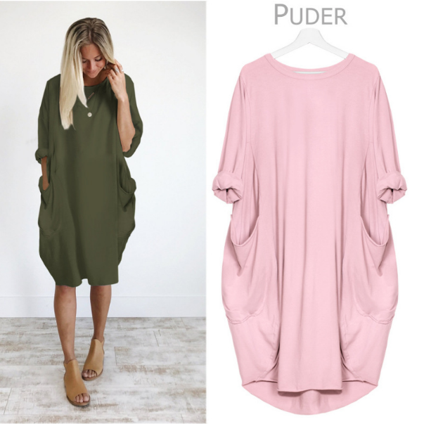 Loose Oversized Womens Dresses Summer Baggy Pockets Dresses Women Casual Knee Length Womens Dress 2020