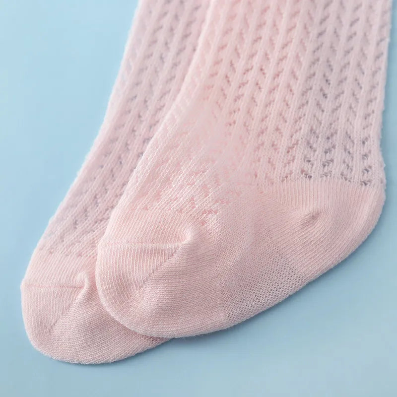 Lawadka Baby Girl Socks Toddler Baby Bow Cotton Summer Mesh Baby Knee Socks Newborn Infant Non-Slip Long Baby Boys Socks 0-2t