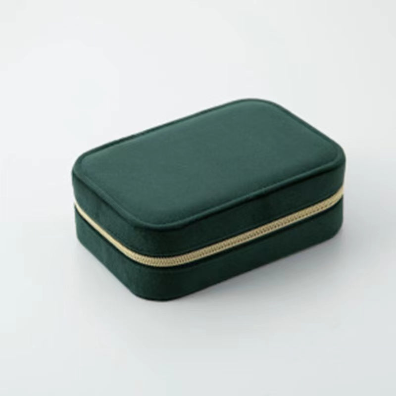 Travel Jewelry Box Ladies Velvet Jewelry Storage Box Zipper Travel Jewelry Organizer