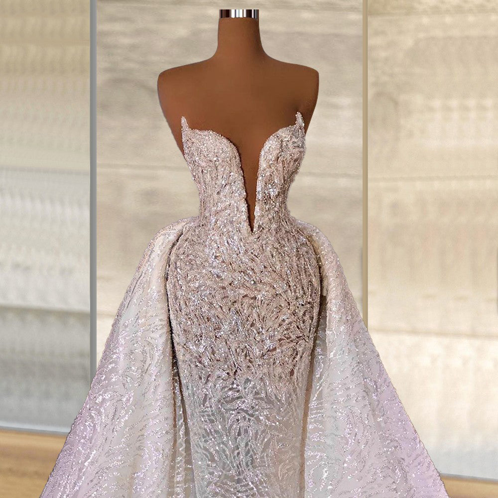Elegant Off Shoulder Lace Vestidos De Novia Beaded Casual Dresses Formal Bling Dress Abiti Da Sposa Wedding Dresses - My Store