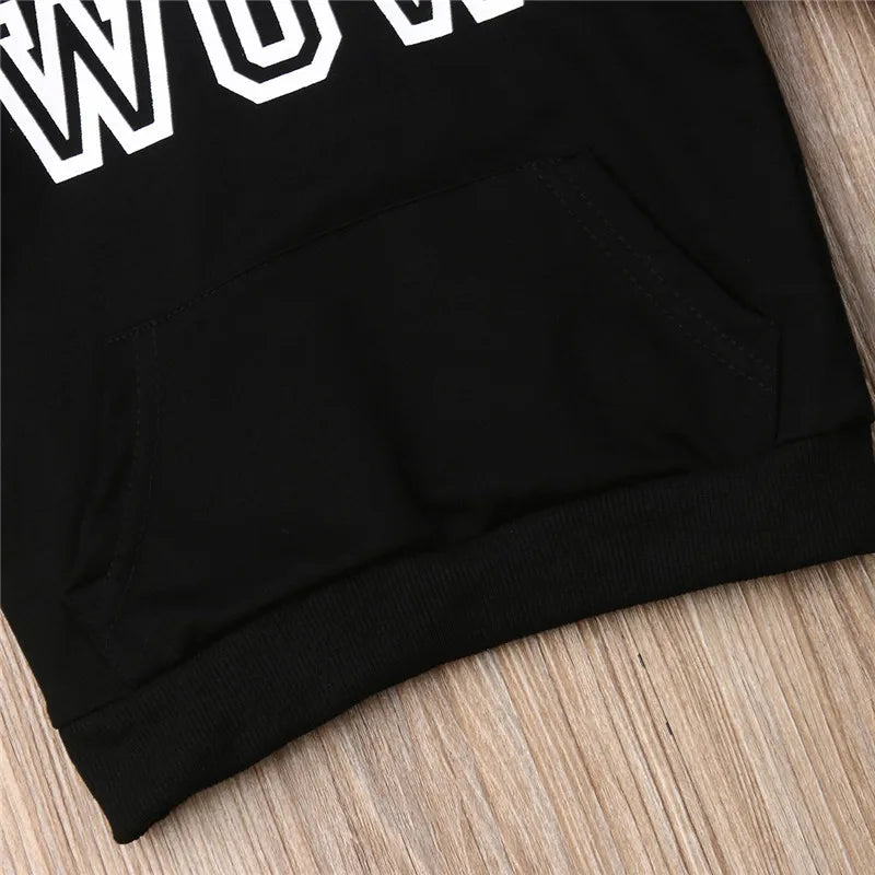 1-6t Boys Clothes Set Black Letter Boys Hooded Sweater Boys Hoodies Tops Camouflage Pants Set Children Boys Outfits