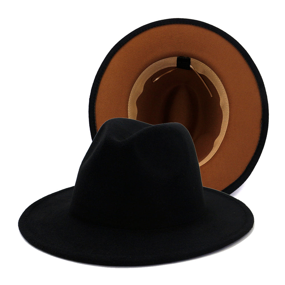 Fedora Hats Women Wholesale Felt Fedora Hats for Men Two Tone Hat Different Color Brim Fedora