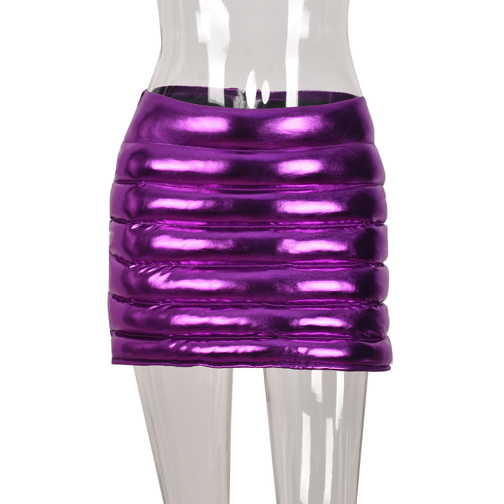 KaiChen 8 Color Silver Bubble Skirt Fashion Beautiful Women Mini Skirts Down Style Short Skirts