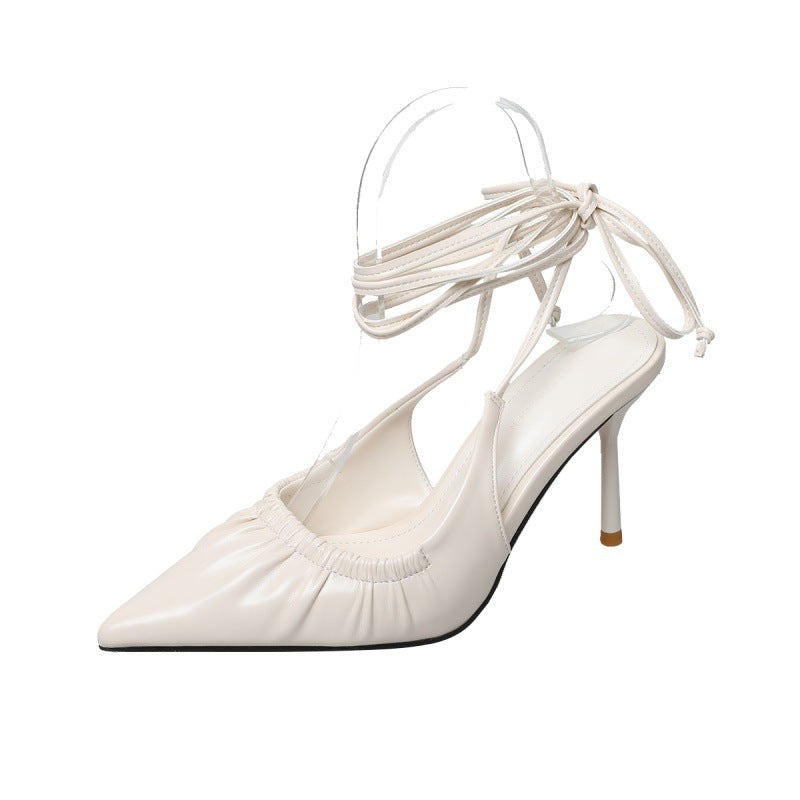 New Design Lace Up High Heel Sandal Shoes for Women Heels Sandals Pointed Toe Lace Up Stiletto High Heels