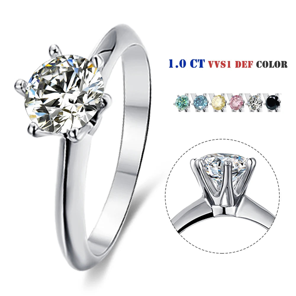 Abiding Jewelry Engagement Moissanite Diamond Jewellery Wholesale 925 Sterling Silver 1 Carat Women Moissanite Ring