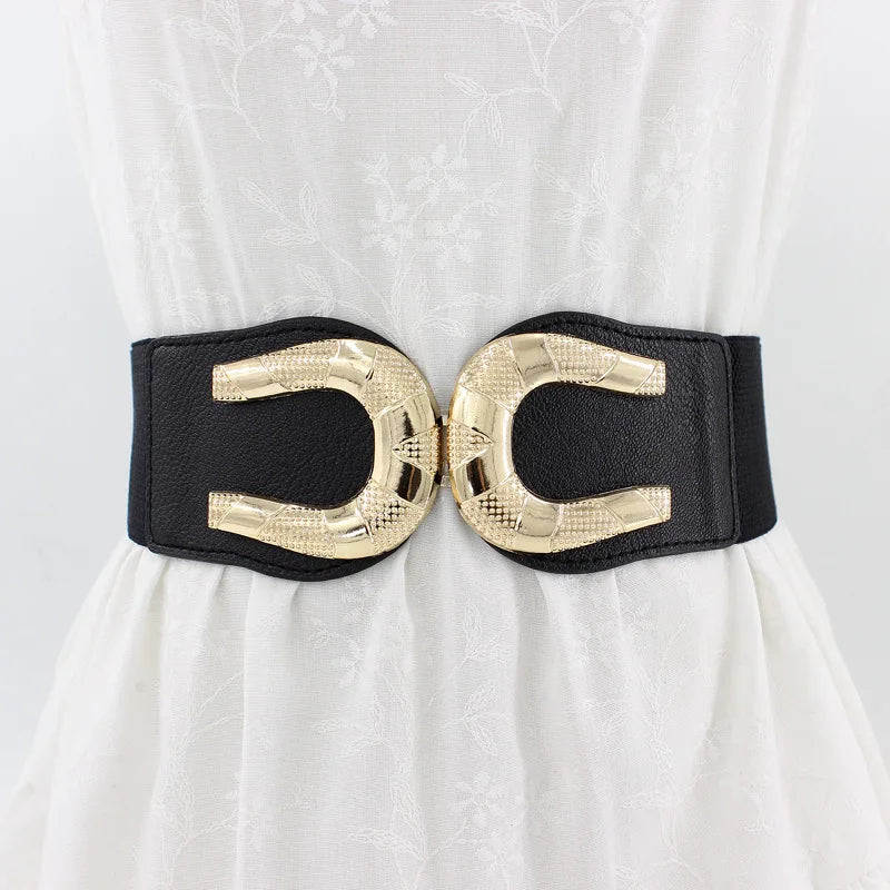 65 Style New Korean Windbreaker Elastic Wide Women Waistband a Variety Alloy Buckle Retro Belt All-Match Dress Women Accessory