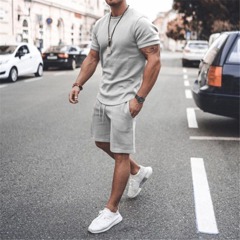 3XL Plus Size Men's Athletic Shirts and Shorts Outfits Short Sleeve Activewear Sports Set Summer Casual Tracksuit