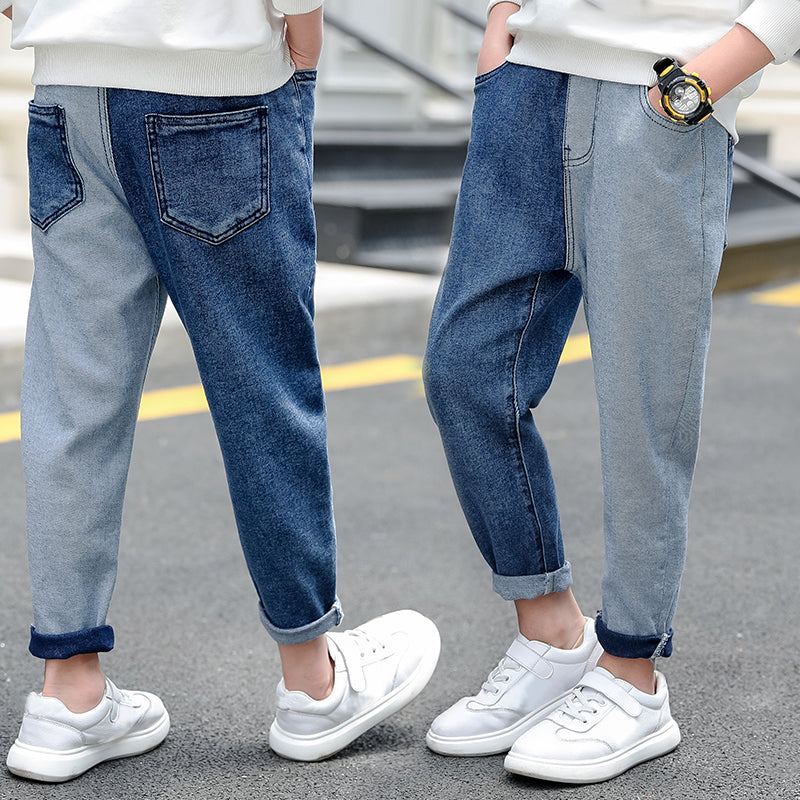 Children Clothing Boys Jeans Long Pants Kids Clothes Denim Blend Patchwork Casual Trousers