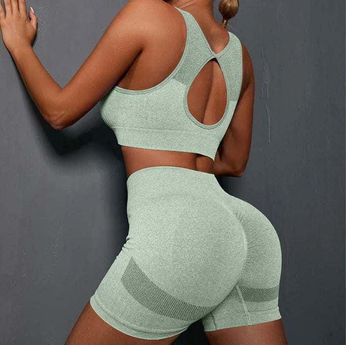 11 Colors Low Price  Smooth Activewear Breathable Seamless Fitness Wear Set for Women  2 Piece Workout Running Shorts Set