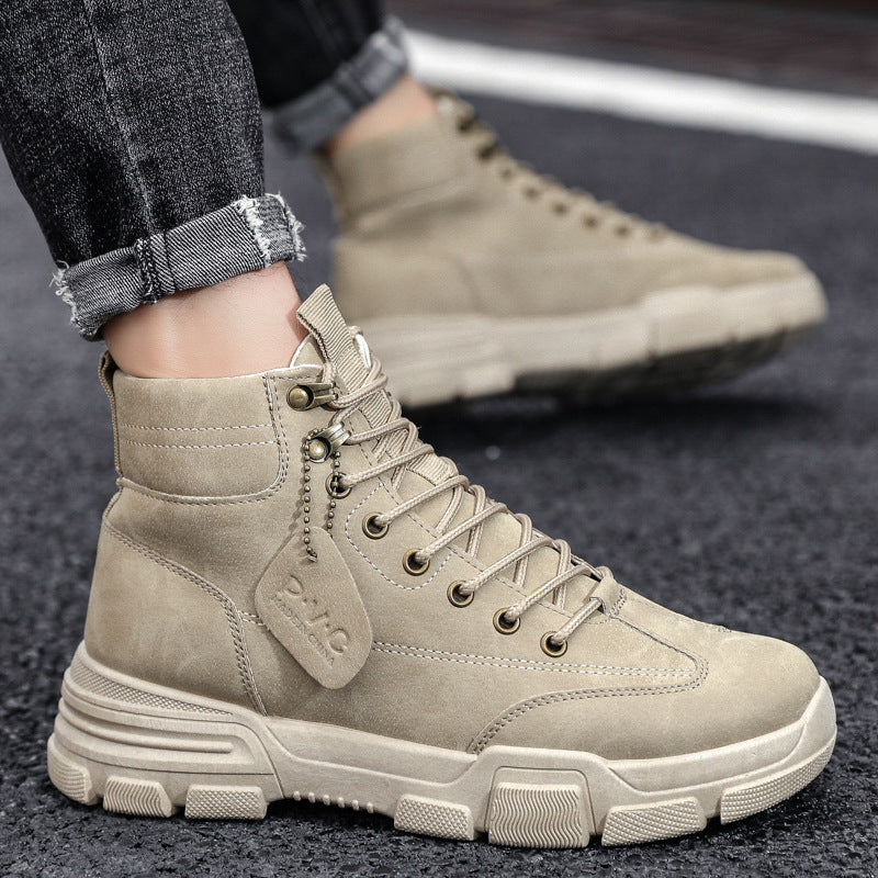 Autumn Winter Men's Rubber Snow Boots Warm Working Lace Up Boot Shoes